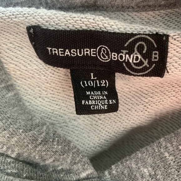 Treasure & Bond Short Sleeve Pullover Sweatshirt Hoodie Nordstrom Large 10-12 - Picture 5 of 9